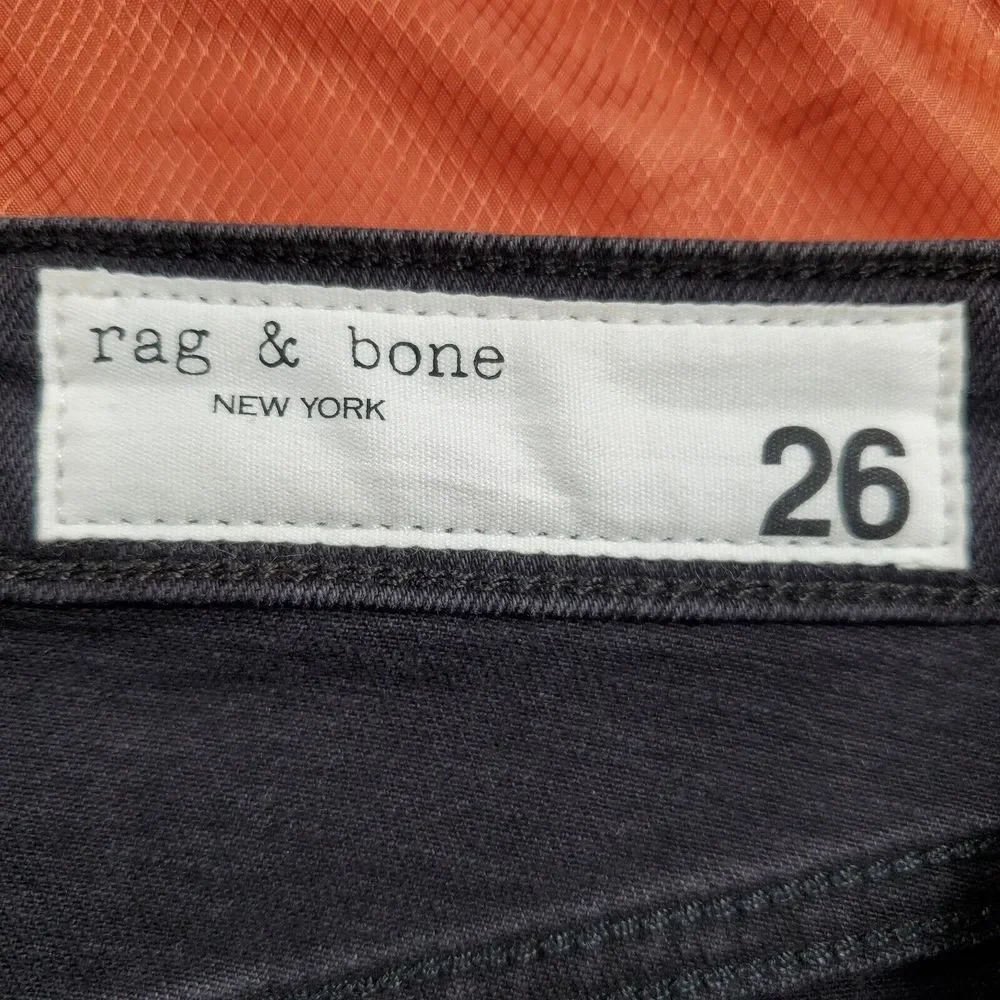 Rag & Bone Womens Nina Black High Rise Velvet Skinny Pants Jeans Size 26‎